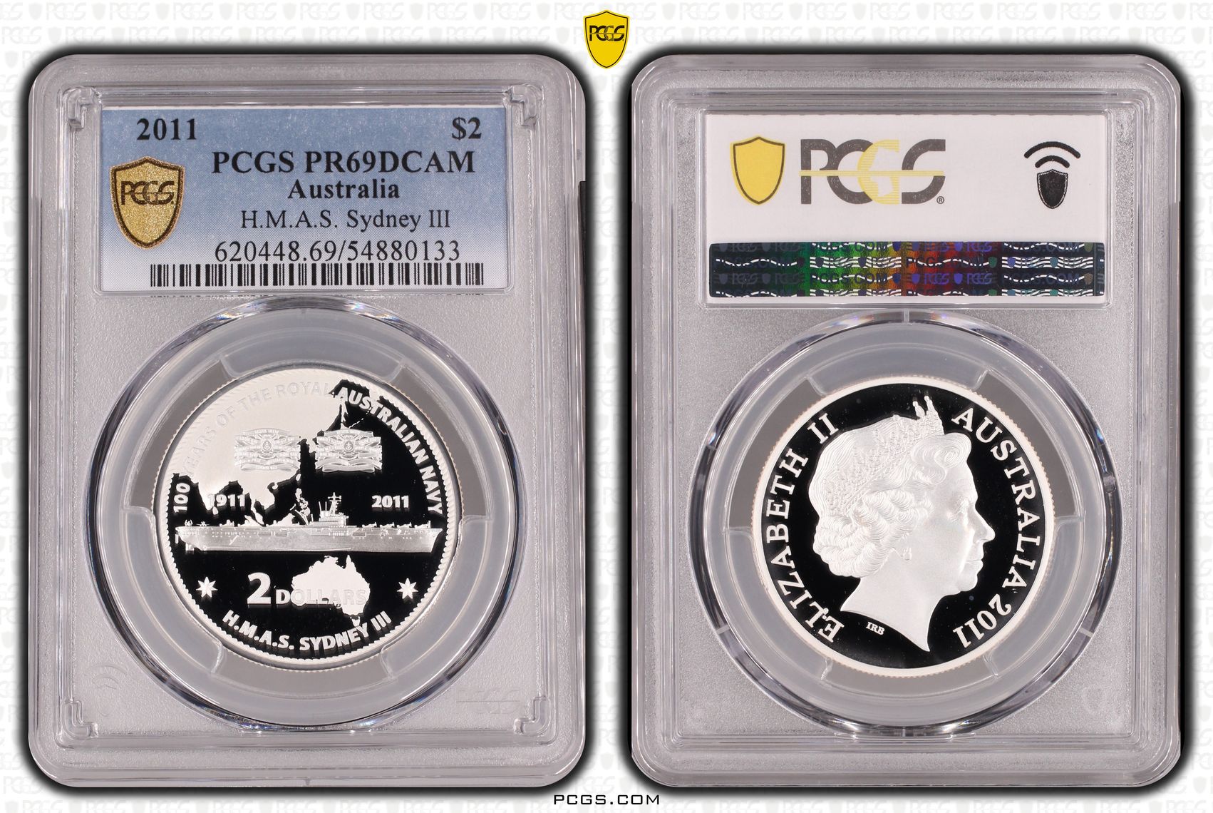 H.M.A.S. Sydney III, Two Dollar, 2011, PCGS PR69DCAM