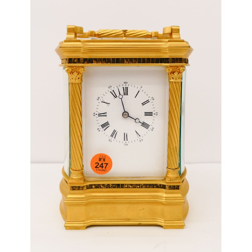 French Dore Bronze Repeater Carriage Clock- 8''- As Is