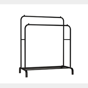 DOUBLE POLE CLOTHING AND SHOE STORAGE RACK -BLACK -
