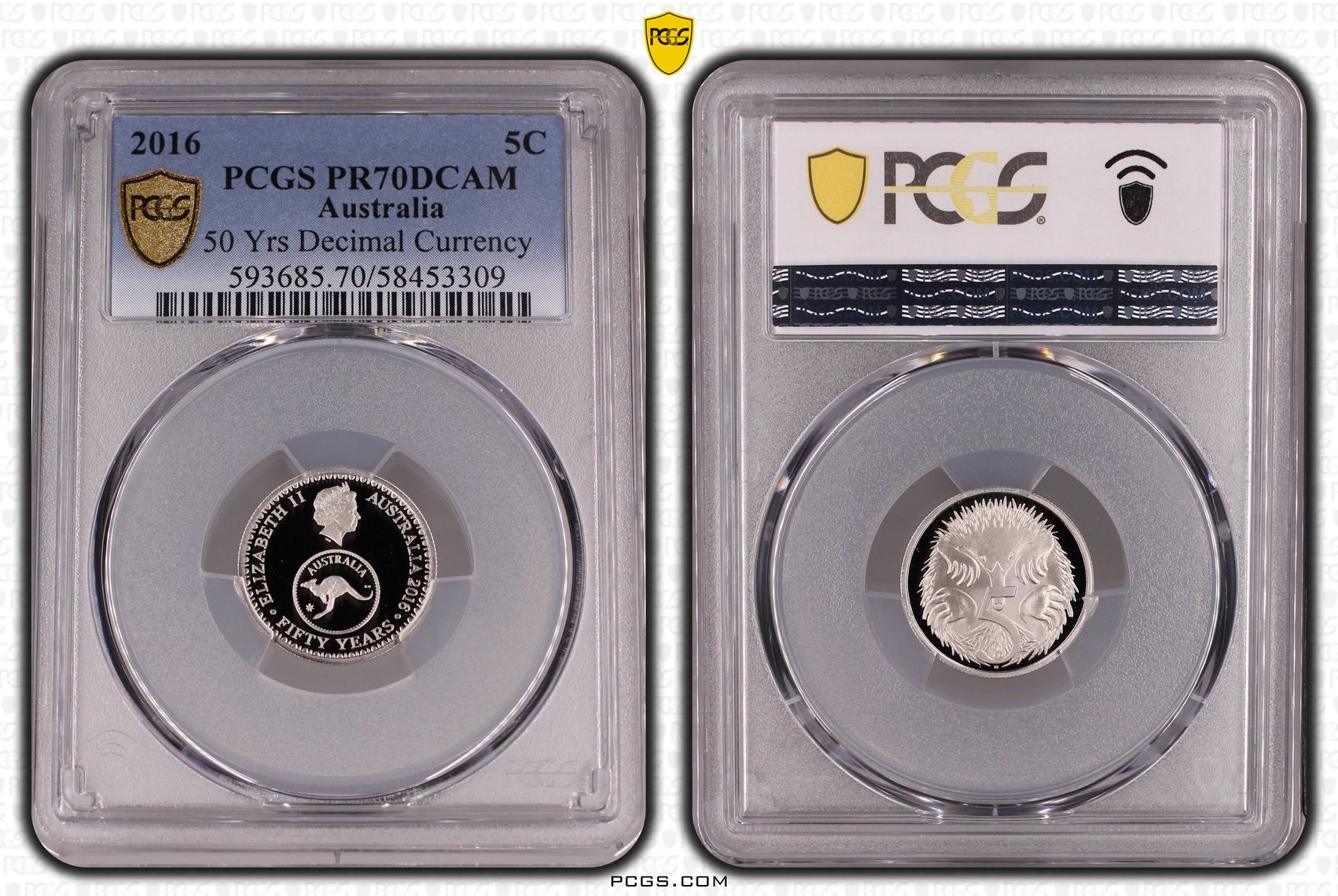 50 Yrs Decimal Currency, Five Cent, 2016, PCGS PR70DCAM