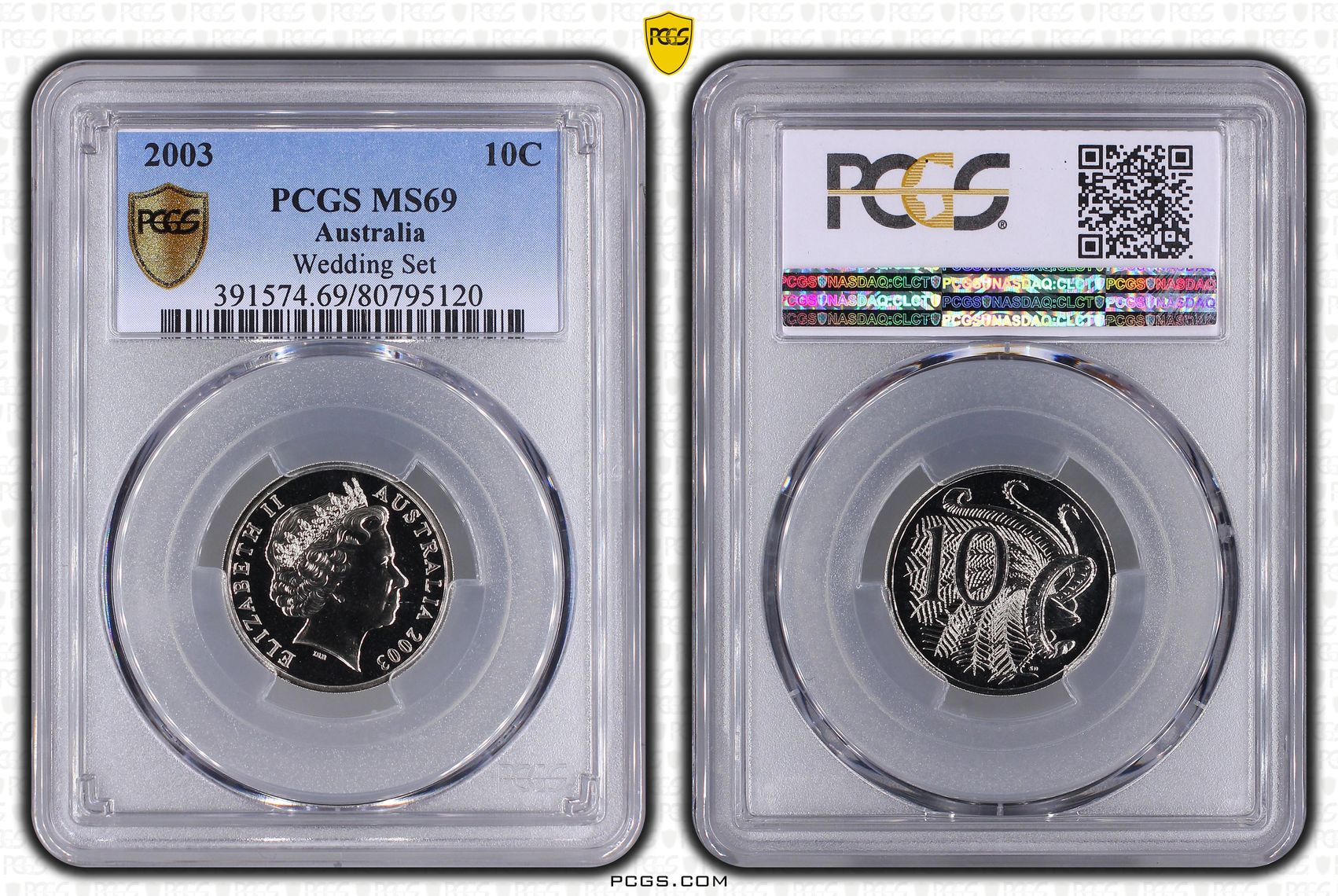 Elizabeth II, Ten Cent, 2003, PCGS MS69
