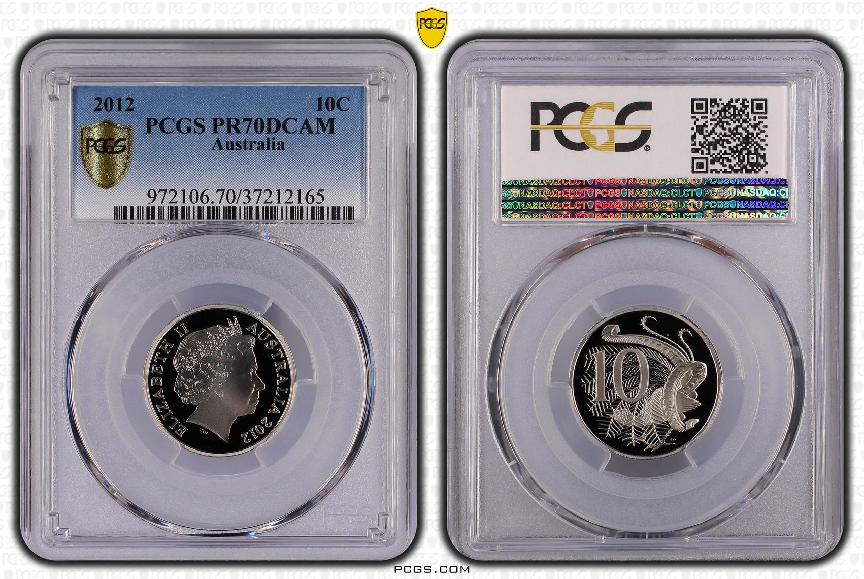 155 · 2012 Australia Ten Cent, 10c PCGS - PR70DCAM POP 54/0 -165