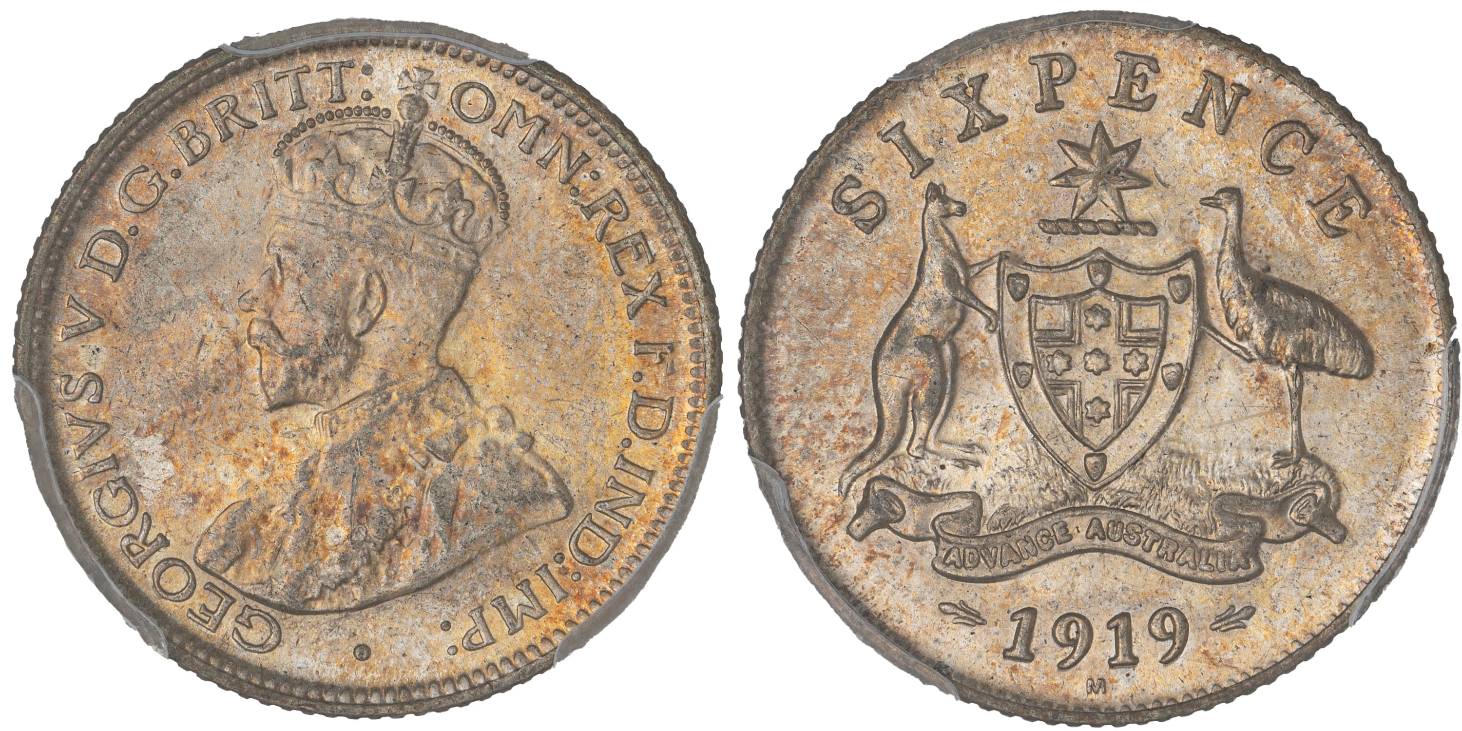 George V, Sixpence, 1919-M, PCGS MS64