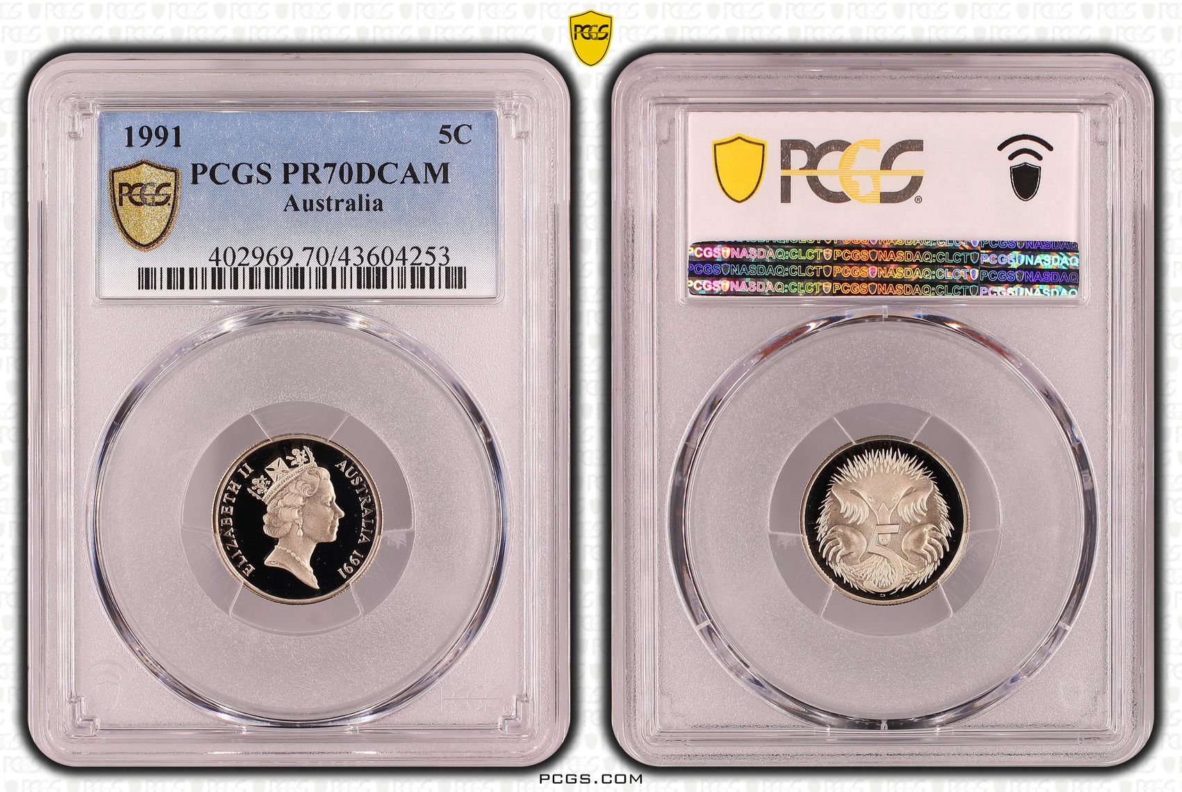 1991 Australian Five Cent, 5c Proof PCGS - PR70DCAM POP 41/0 -253