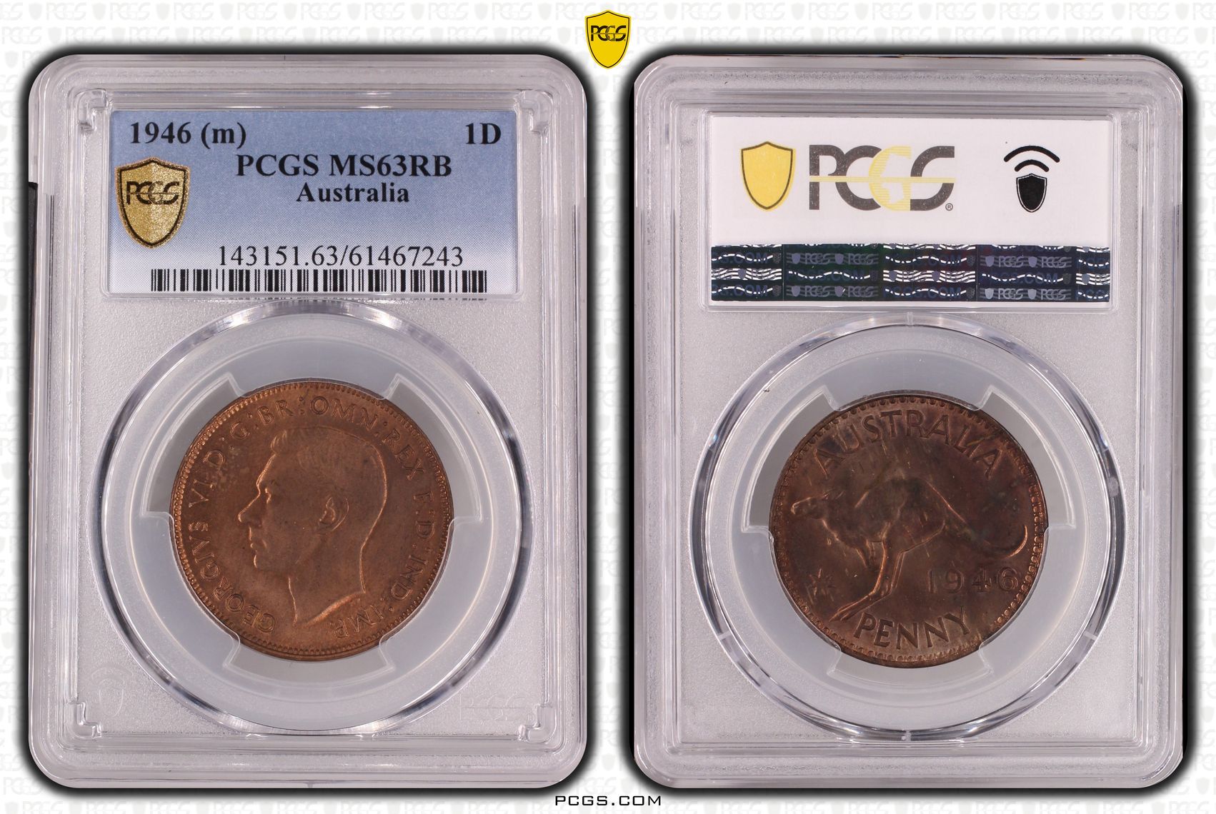 George VI, Penny, 1946, PCGS MS63RB