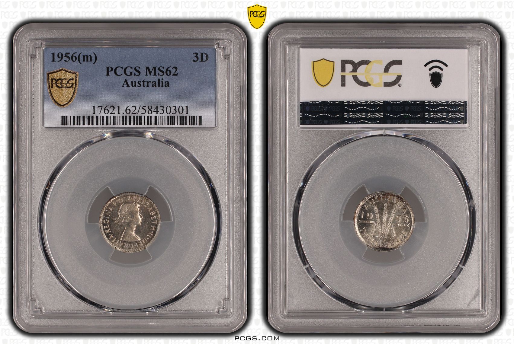 Elizabeth II, Threepence, 1956(m), MS62