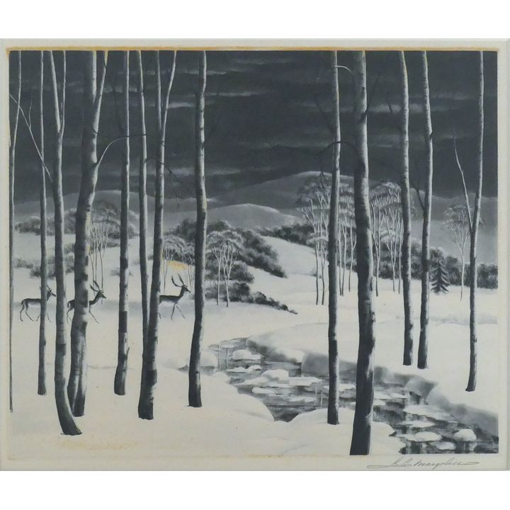 Samuel Margolies ''Silent Sentinels'' Signed Etching Matted 18''x20''