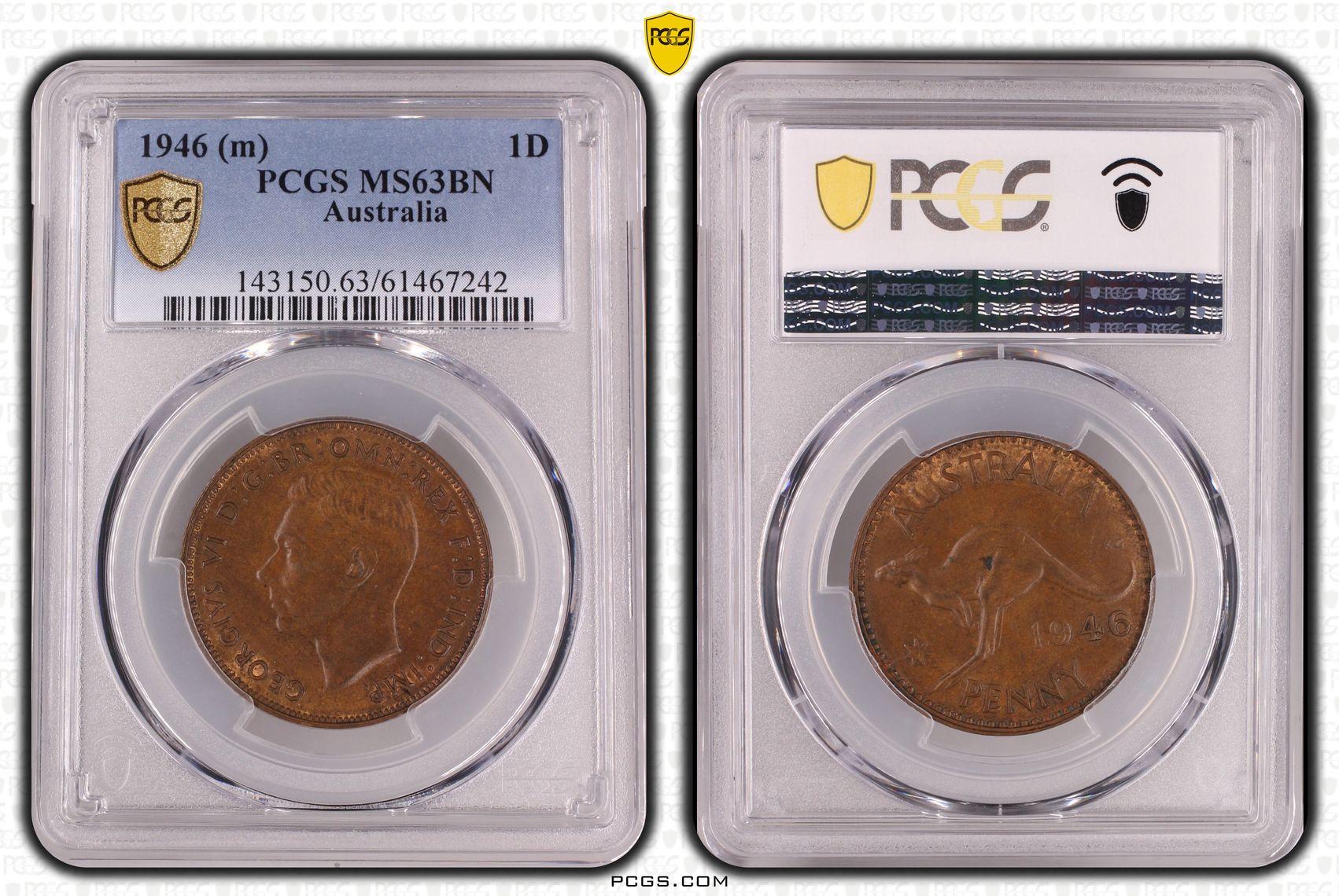 George VI, Penny, 1946, PCGS MS63BN
