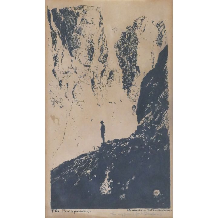Branson Stevenson ''The Prospector'' Signed ca. 1925 Etching