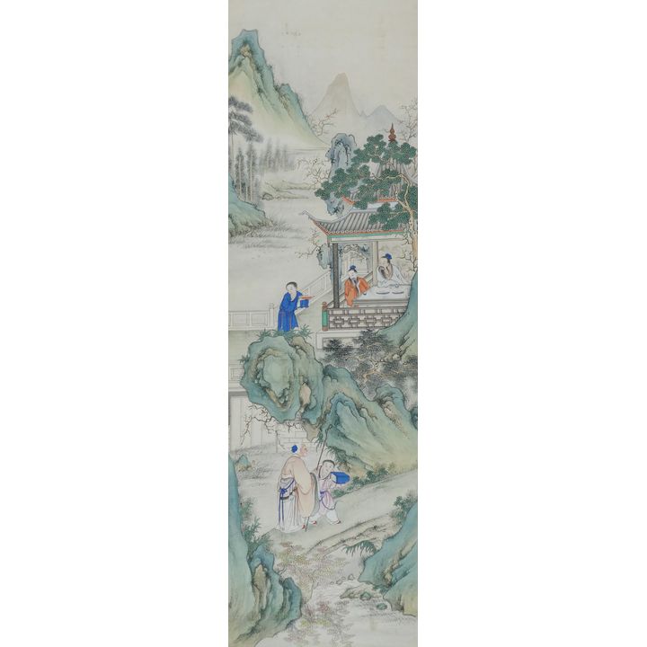 Chinese Qing Scholars Painted Scroll