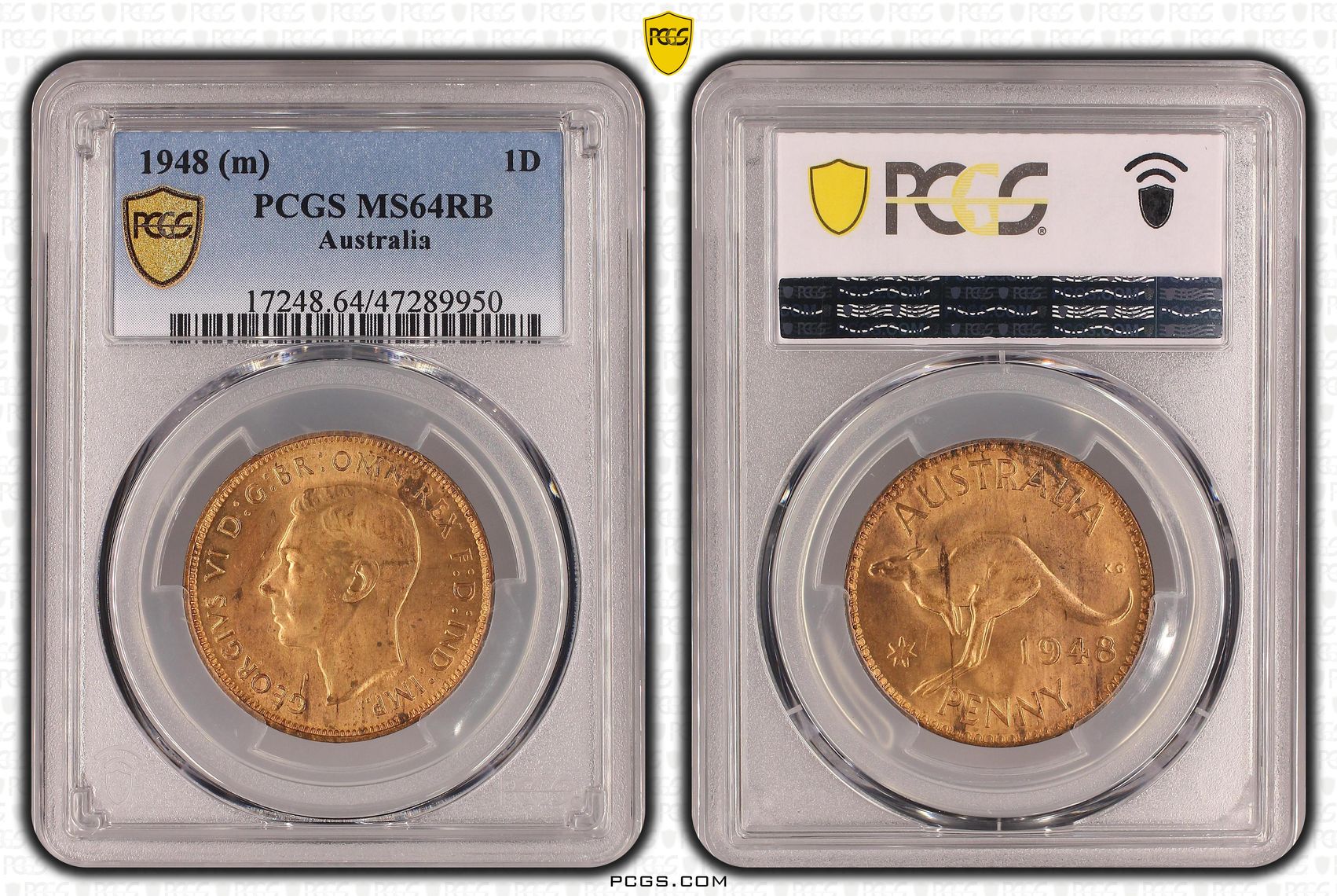 George VI, Penny, 1948, PCGS MS64RB