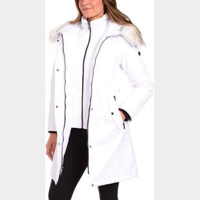 1 MADISON LADIES' WATER RESISTANT LONG PARKA WITH FAUX FUR HOOD WHITE SZ XLG