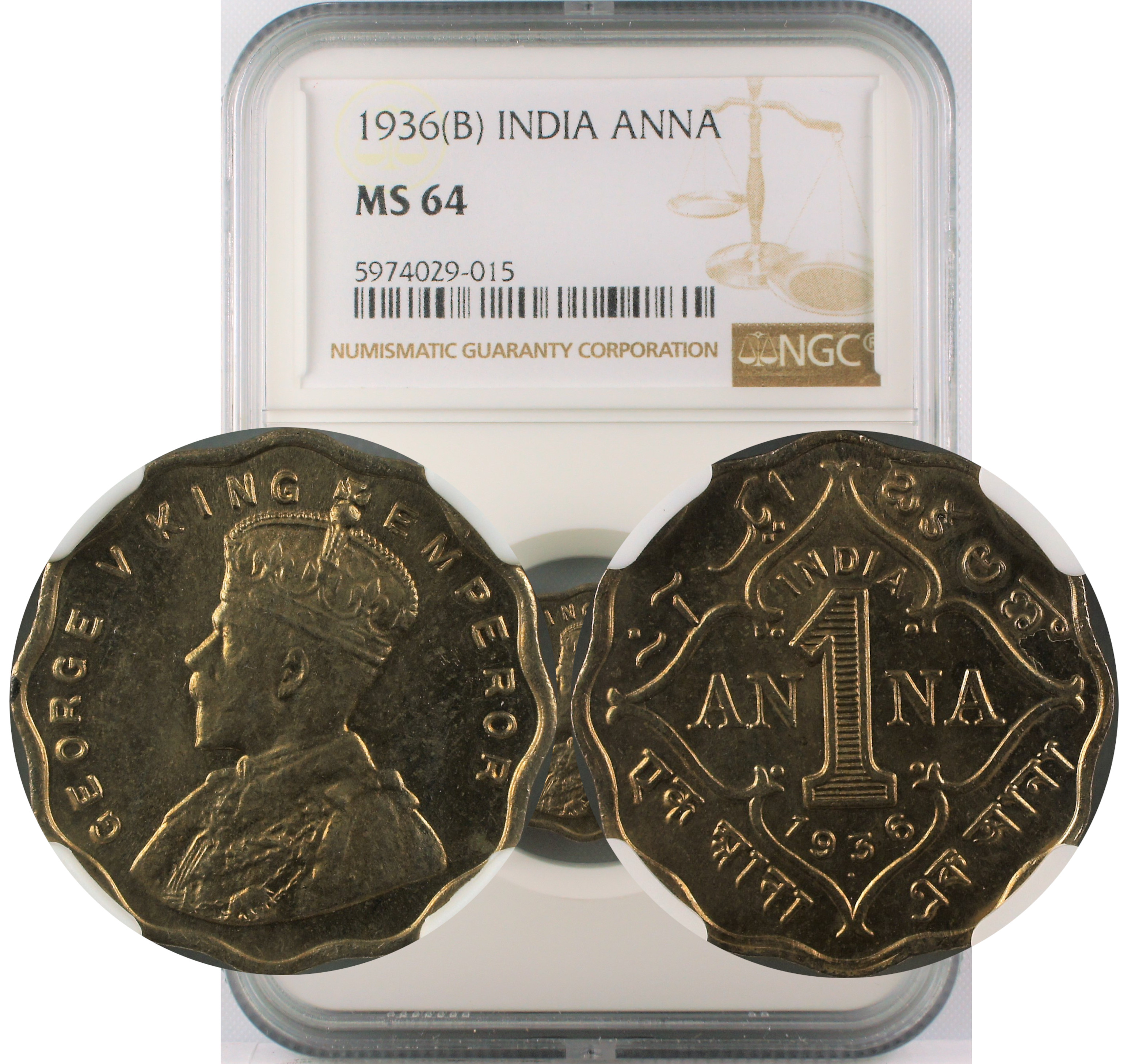 1936 B INDIA ANNA MS64