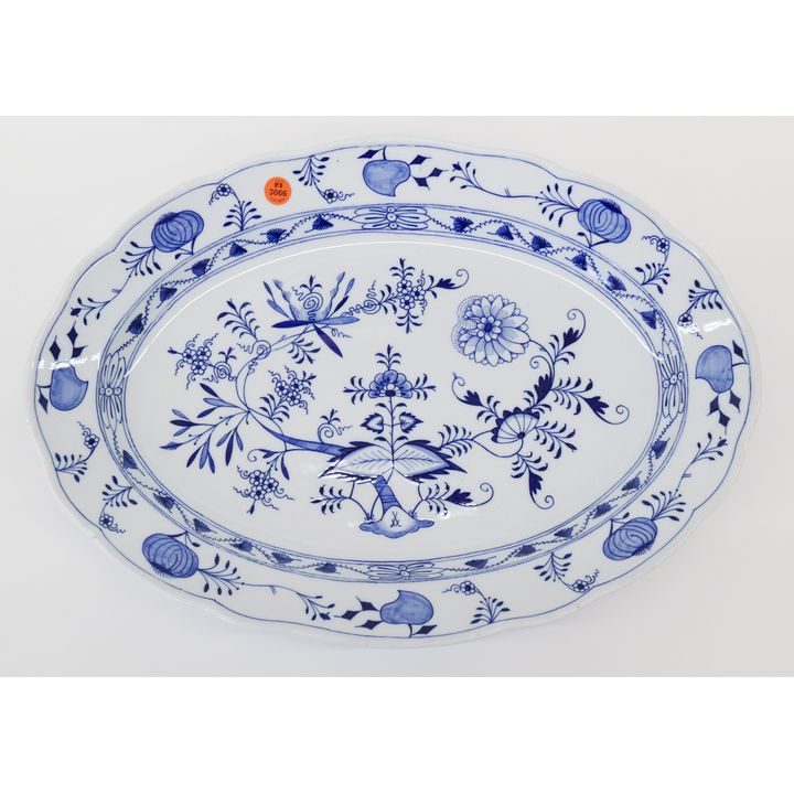 Meissen Blue Onion Porcelain Large Oval Platter- 19"