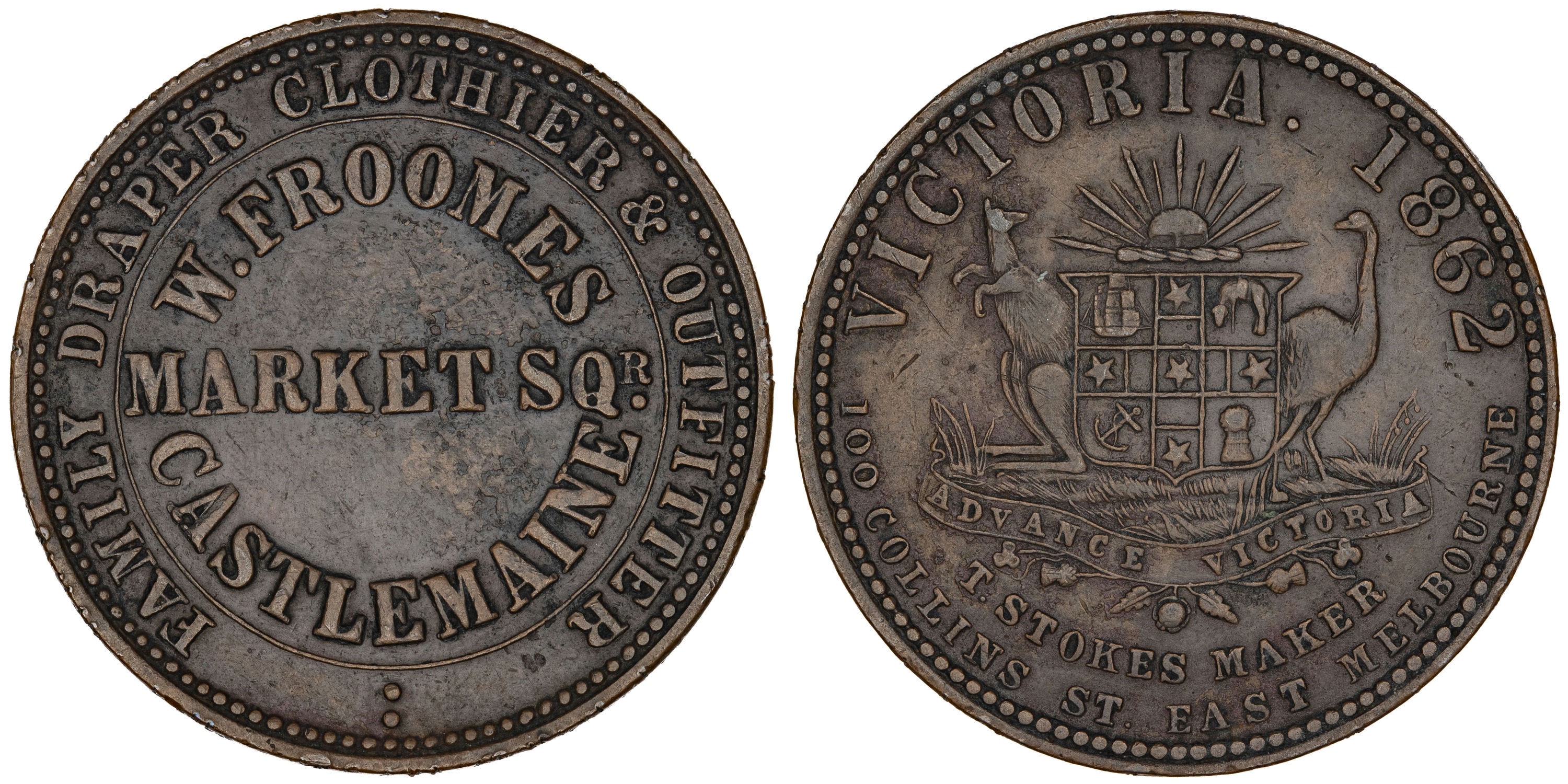 A.141 - Froomes, W - Castlemaine, VIC, Penny, 1862, VF