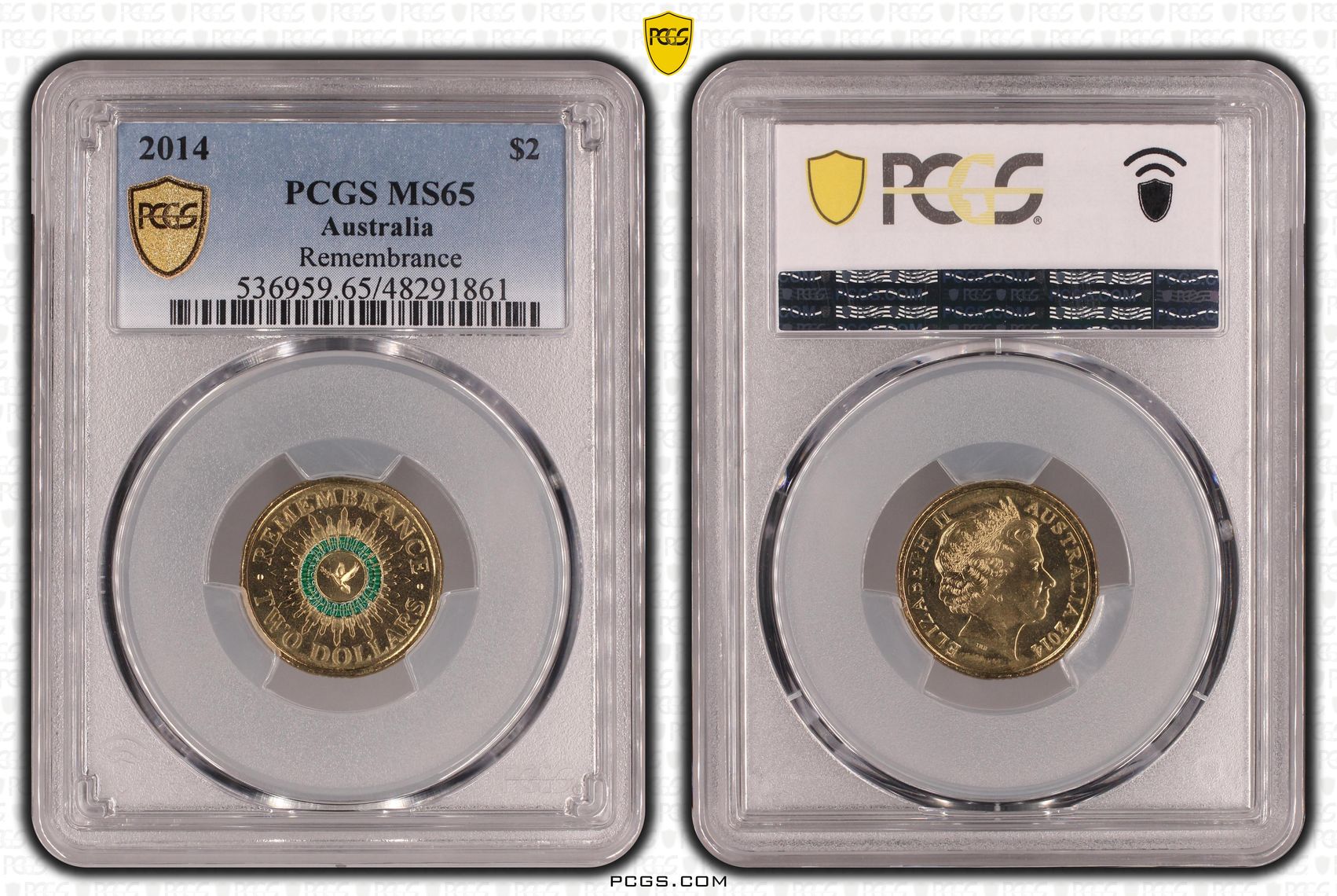 Remembrance - Colorized , Two Dollar, 2014, PCGS MS65