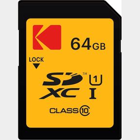KODAK PREMIUM MEMORY CARD 64GB, 85MBS READ SPEED, 25MBS WRITE SPEED FOR FULL HD VIDEO AND HIGH-RESOLUTION PICTURES, COMPATIBLE WIT