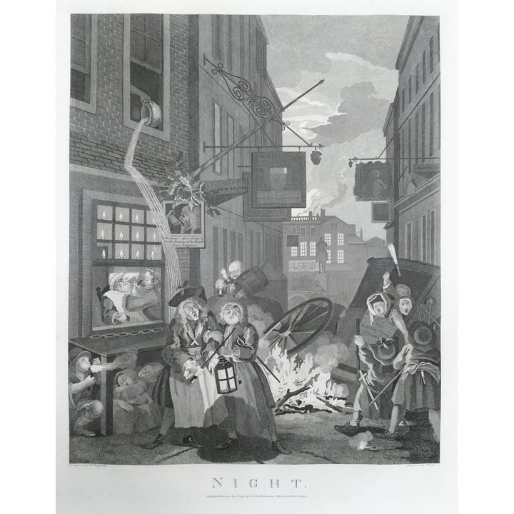 Four Times of the Day' Etchings by Thomas Cook after William Hogarth- 4pc Set- 17x23.5'' sheets