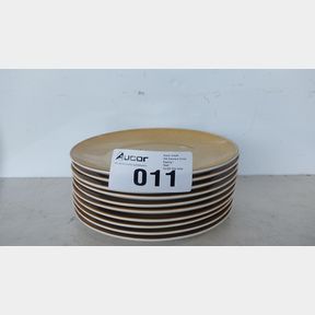 TRAMONTINA 25CM RUSTIC BROWN PORCELAIN DINNER PLATES- SET OF 10-