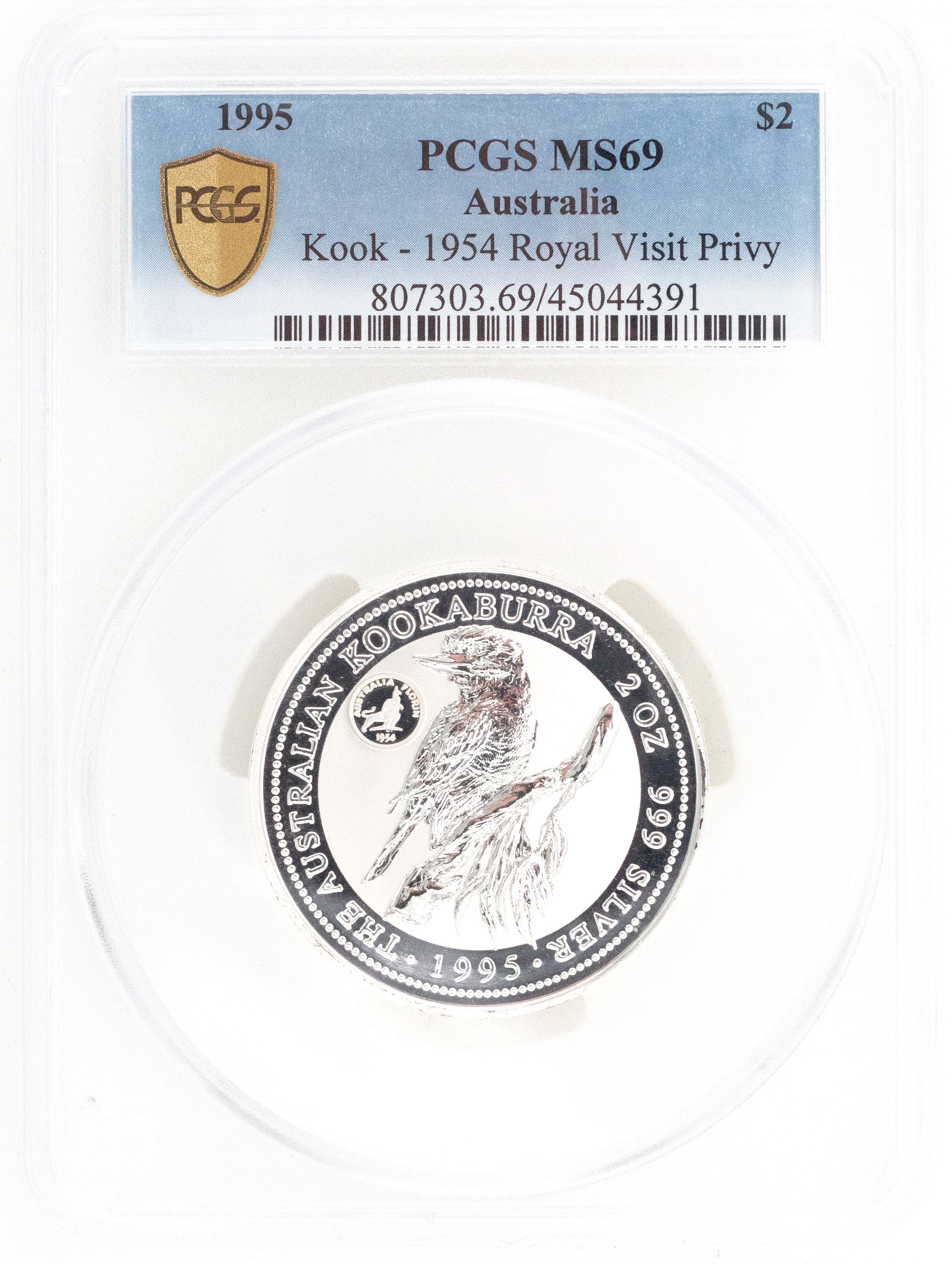 1995 Australia Two Dollar, $2 Silver Kook - 1954 Royal Visit Privy PCGS - MS69 POP 2/0 -391