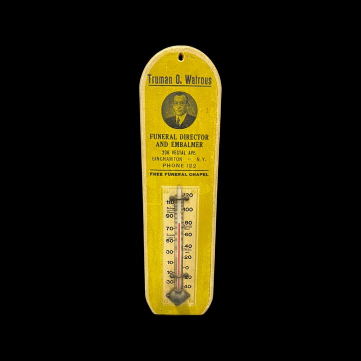 Truman Watrous Director And Embalmer Wooden Thermometer