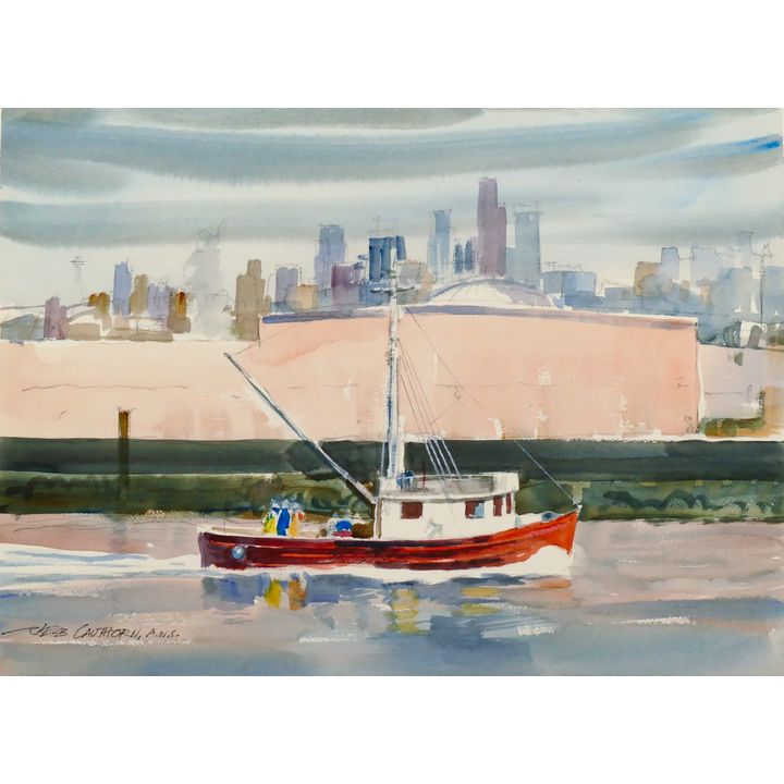 Jess Cauthorn A.W.S. ''On the Duwamish'' Watercolor
