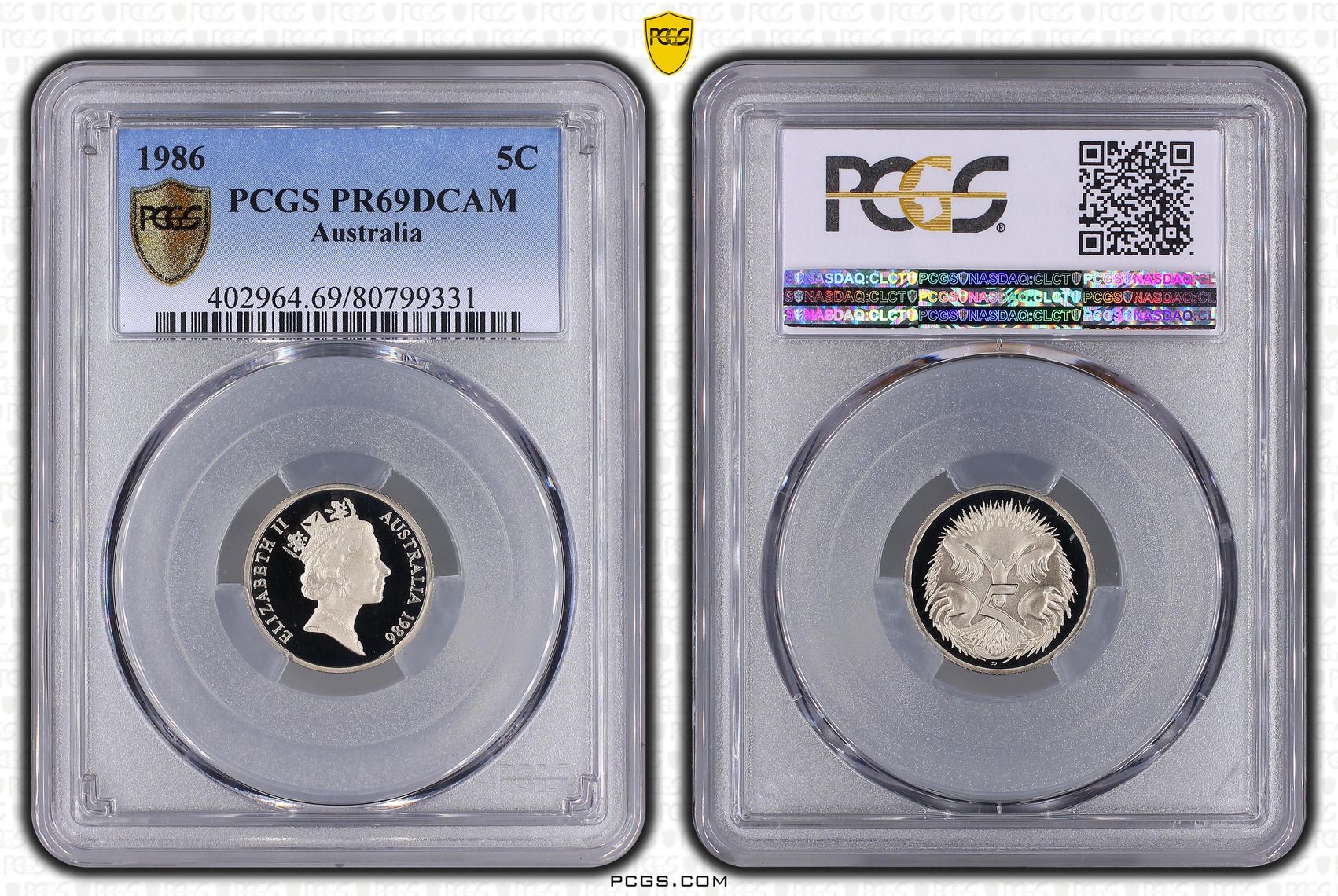 Elizabeth II, Five Cent, 1986, PCGS PR69DCAM