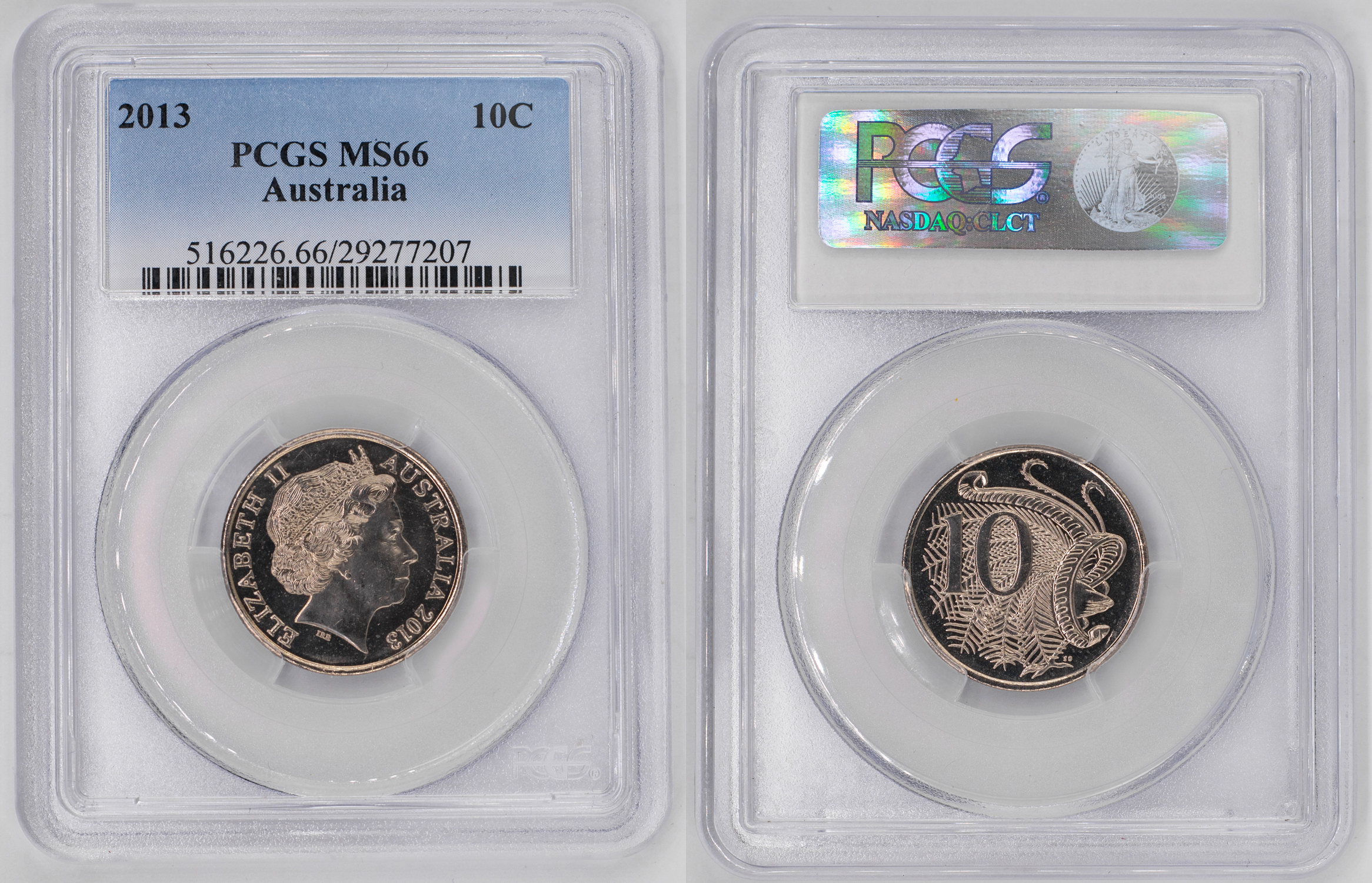 Elizabeth II, Ten Cent, 2013, PCGS MS66