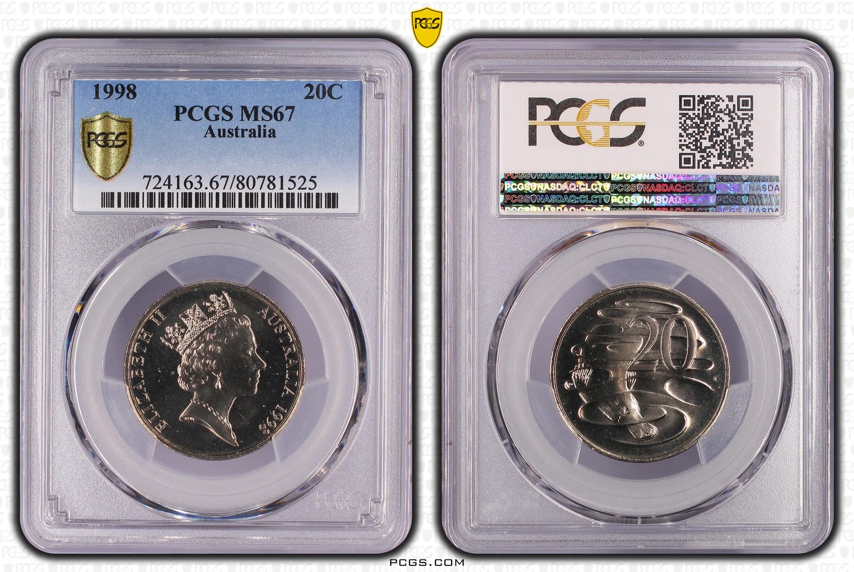 Elizabeth II, Twenty Cent, 1998, PCGS MS67
