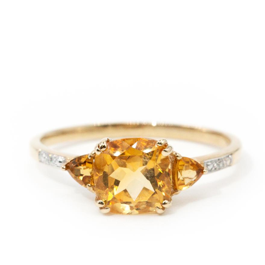 Citrine & Diamond 9ct Gold Ring