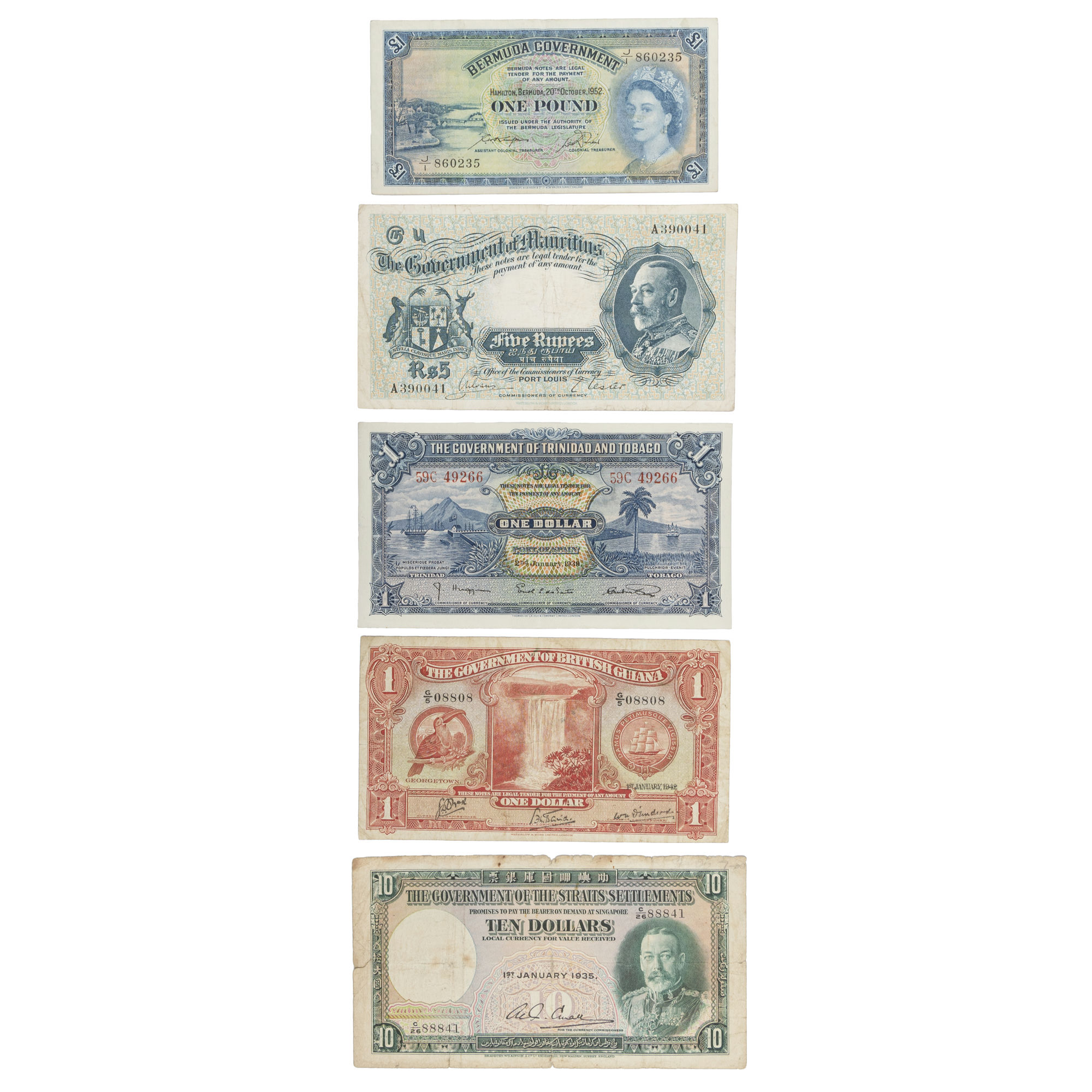 Bermuda, British Guiana, Mauritius, Straits Settlement, Trinidad & Tobago, Accumulation, 1930 -1952, VG - aEF