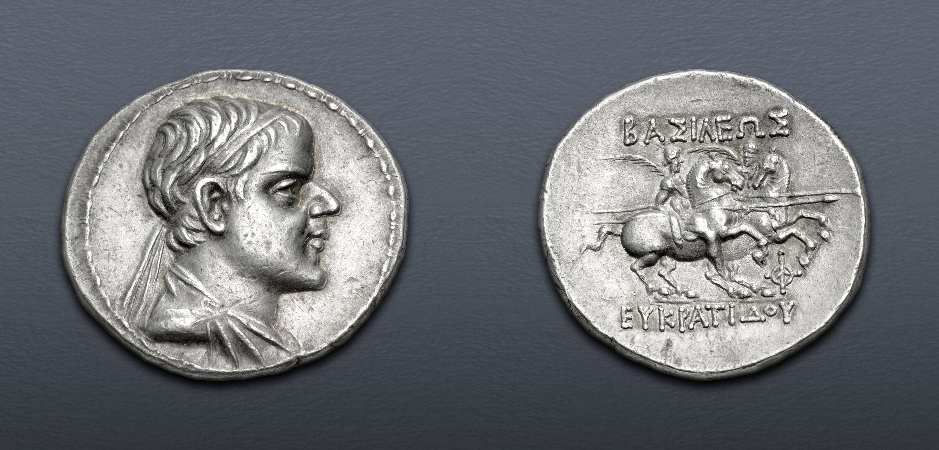 BAKTRIA, Greco-Baktrian Kingdom. Eukratides I Megas. Circa 170-145 BC ...