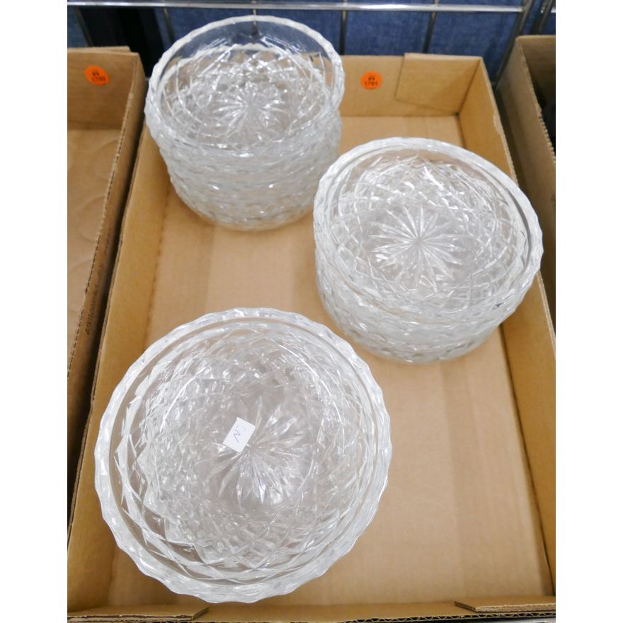Box 16pc Cut Crystal Small Bowls- 6'' diameter
