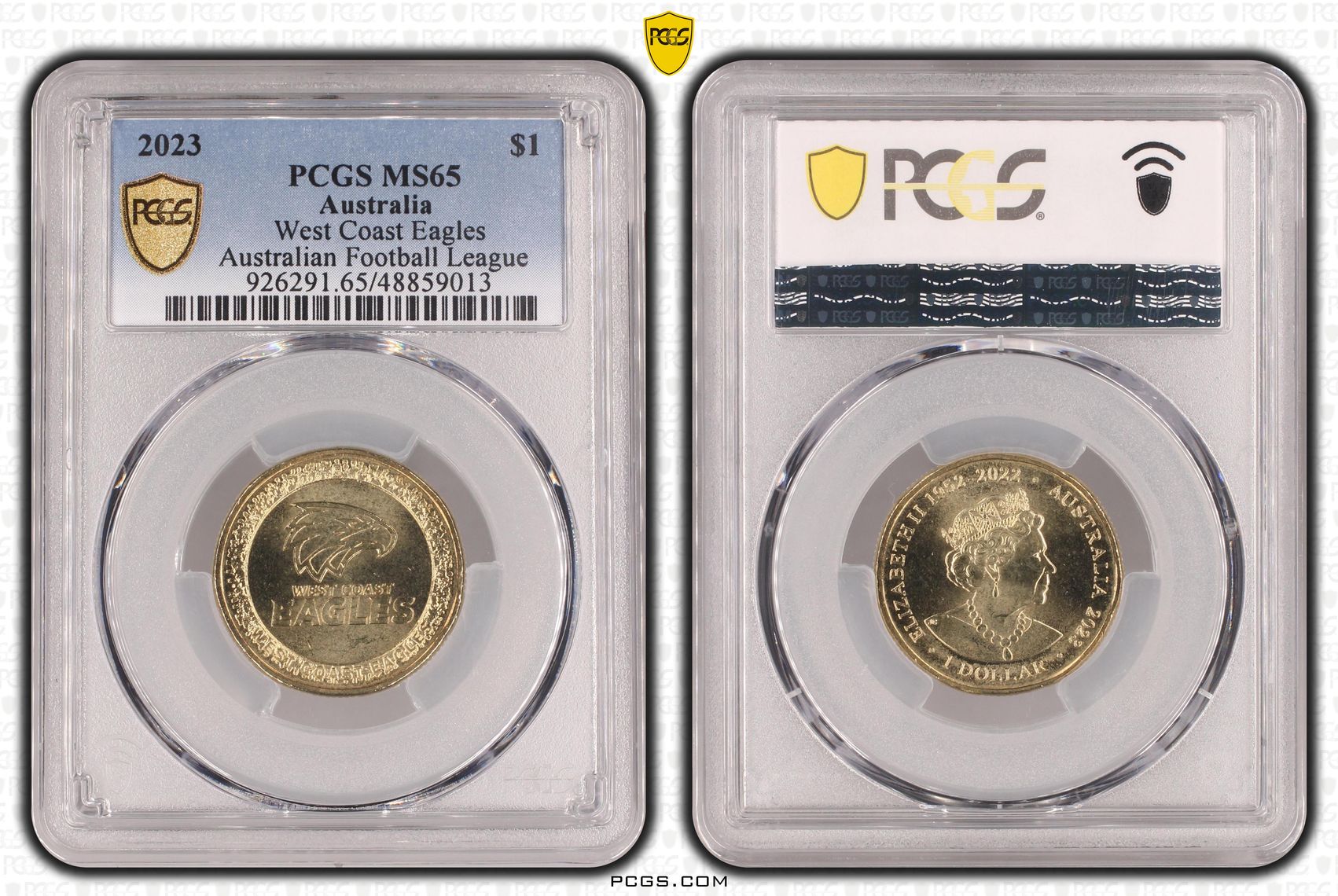 Elizabeth II, AFL - West Coast Eagles , One Dollar, 2023, PCGS MS65