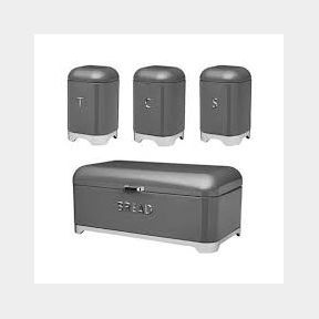DH - Breadbin Retro Design with 3 Piece Matching Canister Set - Grey | CS 51663/17584 B9 (S1)