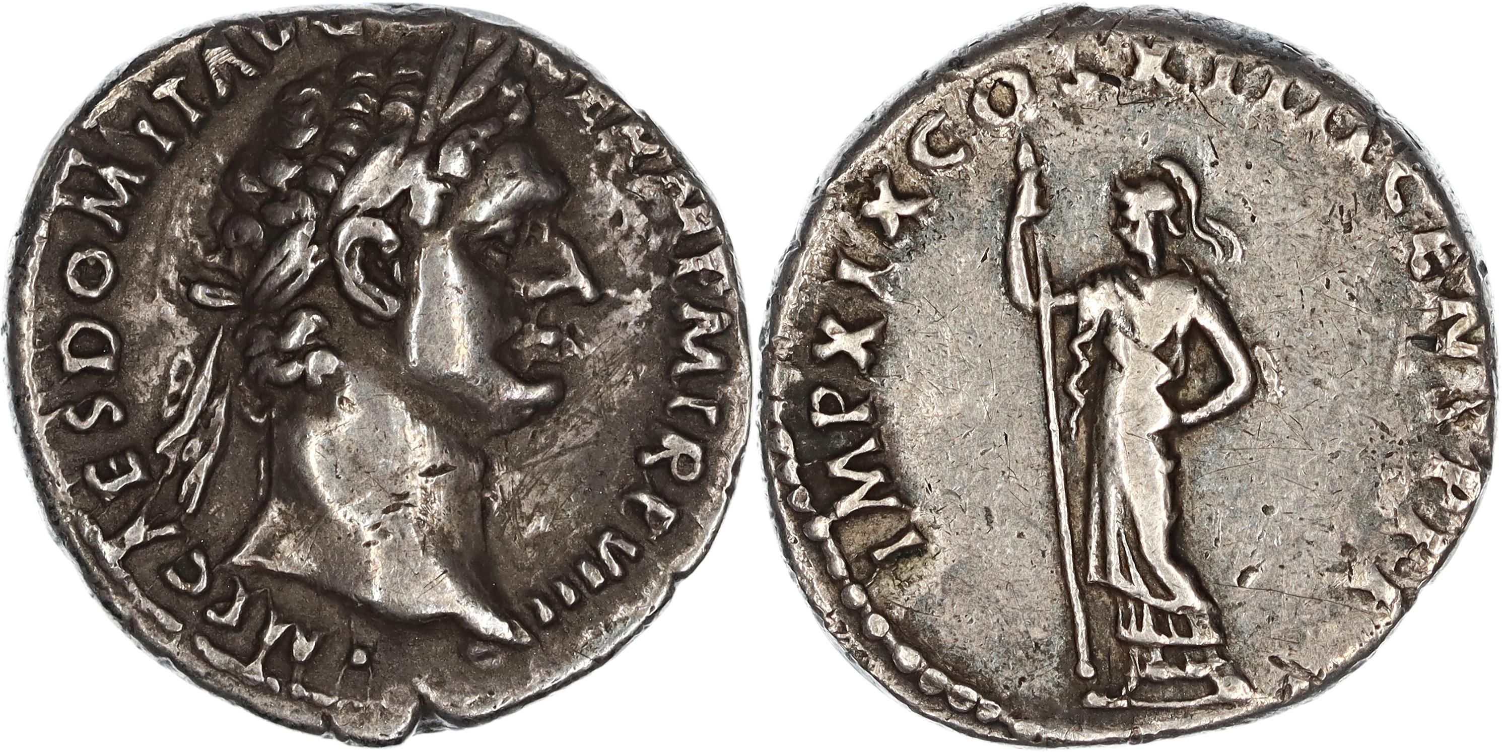 Roman Empire, Domitian, Silver Denarius, 88-89 AD, VF