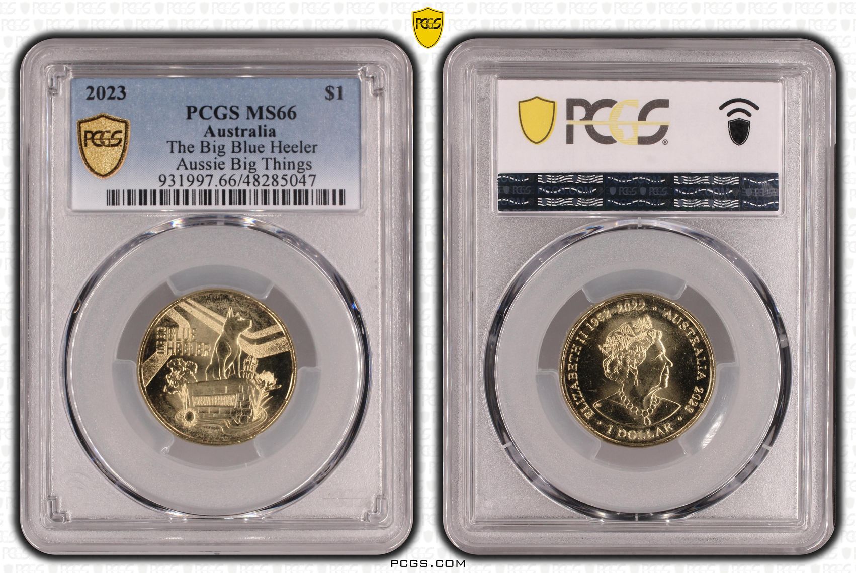Elizabeth II, The Big Blue Heeler Aussie Big Things , One Dollar, 2023, PCGS MS66