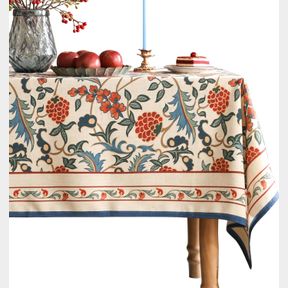 PATDREA FRENCH LINEN PATTERN TABLECLOTH SOFT DURABLE FLORAL TABLE CLOTH DESIGNER KITCHEN DINING TABLECLOTH FOR RECTANGULAR TABLES