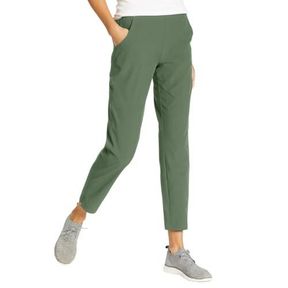 Eddie Bauer Travel Pants Women - Lightweight Elastic Waistband Ankle Pants (Green, XXL)