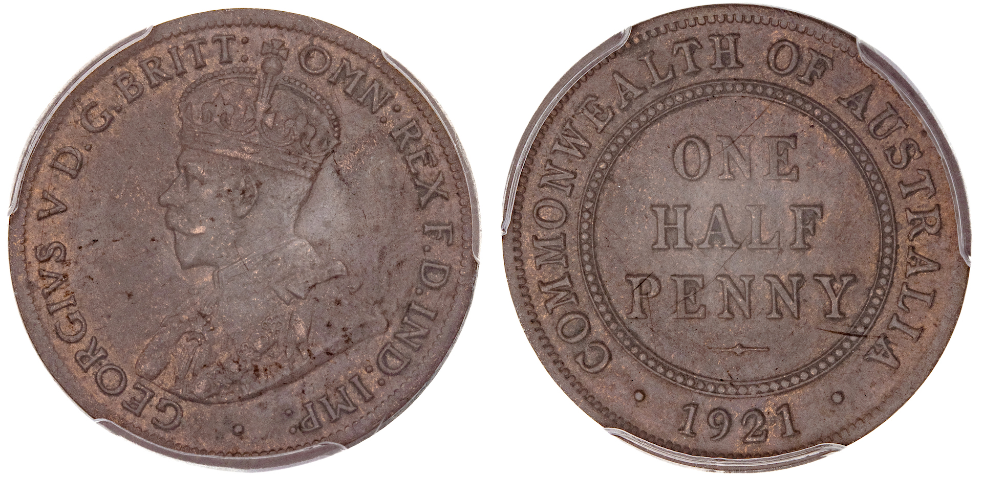 George V, Halfpenny, 1921, PCGS MS 64BN