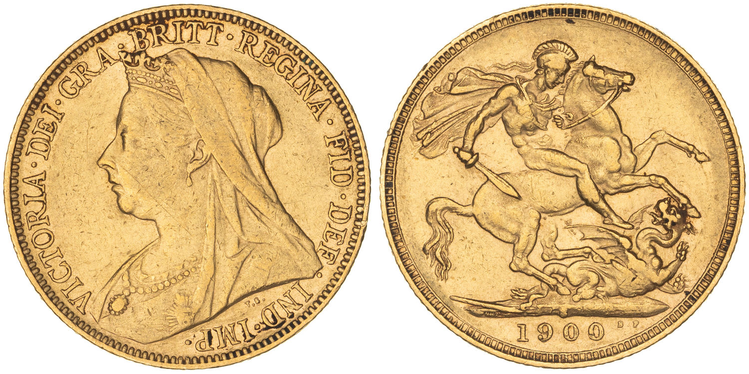 Victoria, St George Reverse, Sovereign, 1900-S, gF