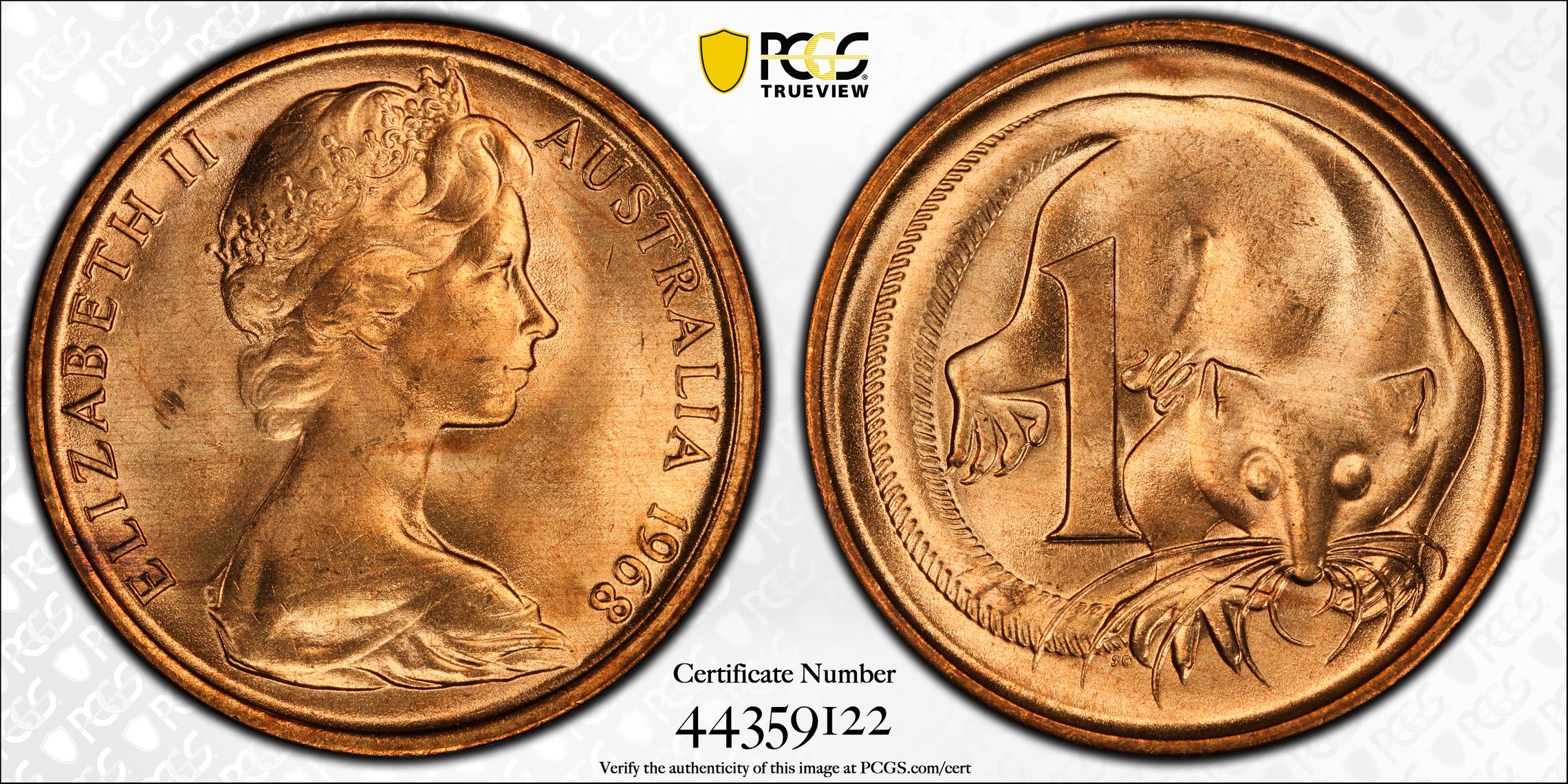 29 · , One Cent, 1968, PCGS MS66RD