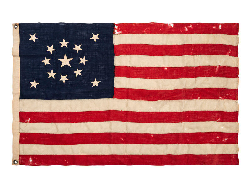[FLAGS]. 13-star American flag with medallion pattern. Ca late 19th-early 20th century.