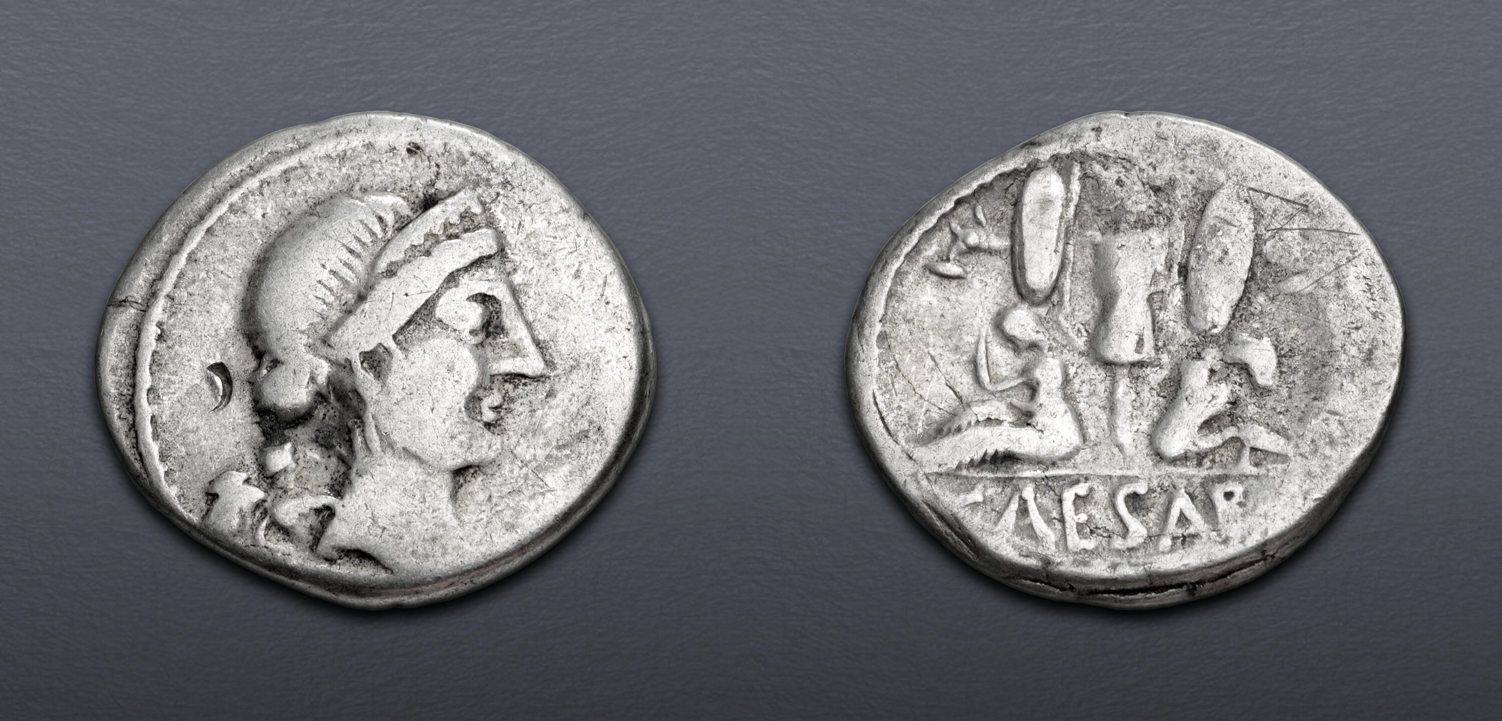 The Caesarians. Julius Caesar. Late 46-early 45 BC. AR Denarius (19mm ...