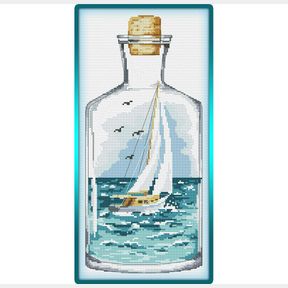 Cross stitch kit Ship in a bottle Counted cross stitch kit|INCOMPLETE