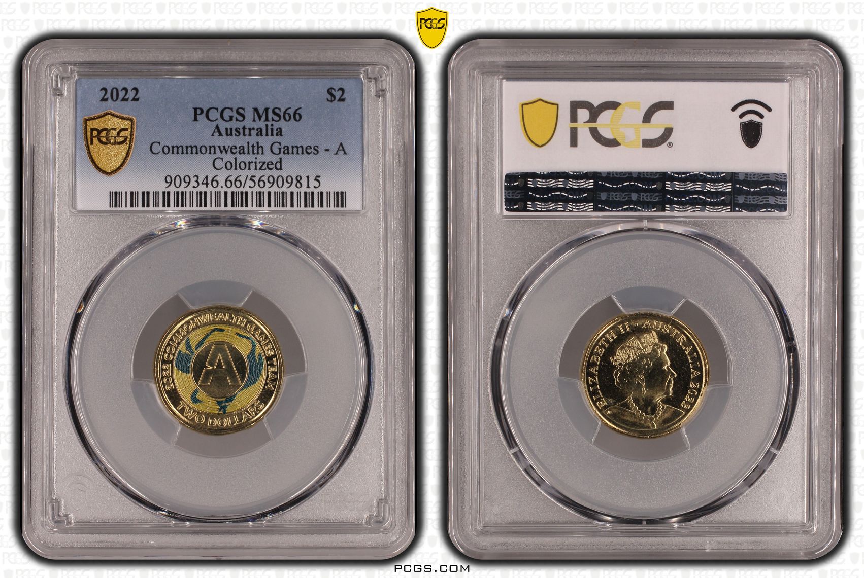 Commonwealth Games - A Colourised, Two Dollar, 2022, PCGS MS66