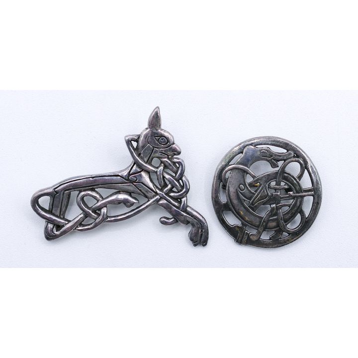 2pc Irish and DA Danish Sterling Brooches