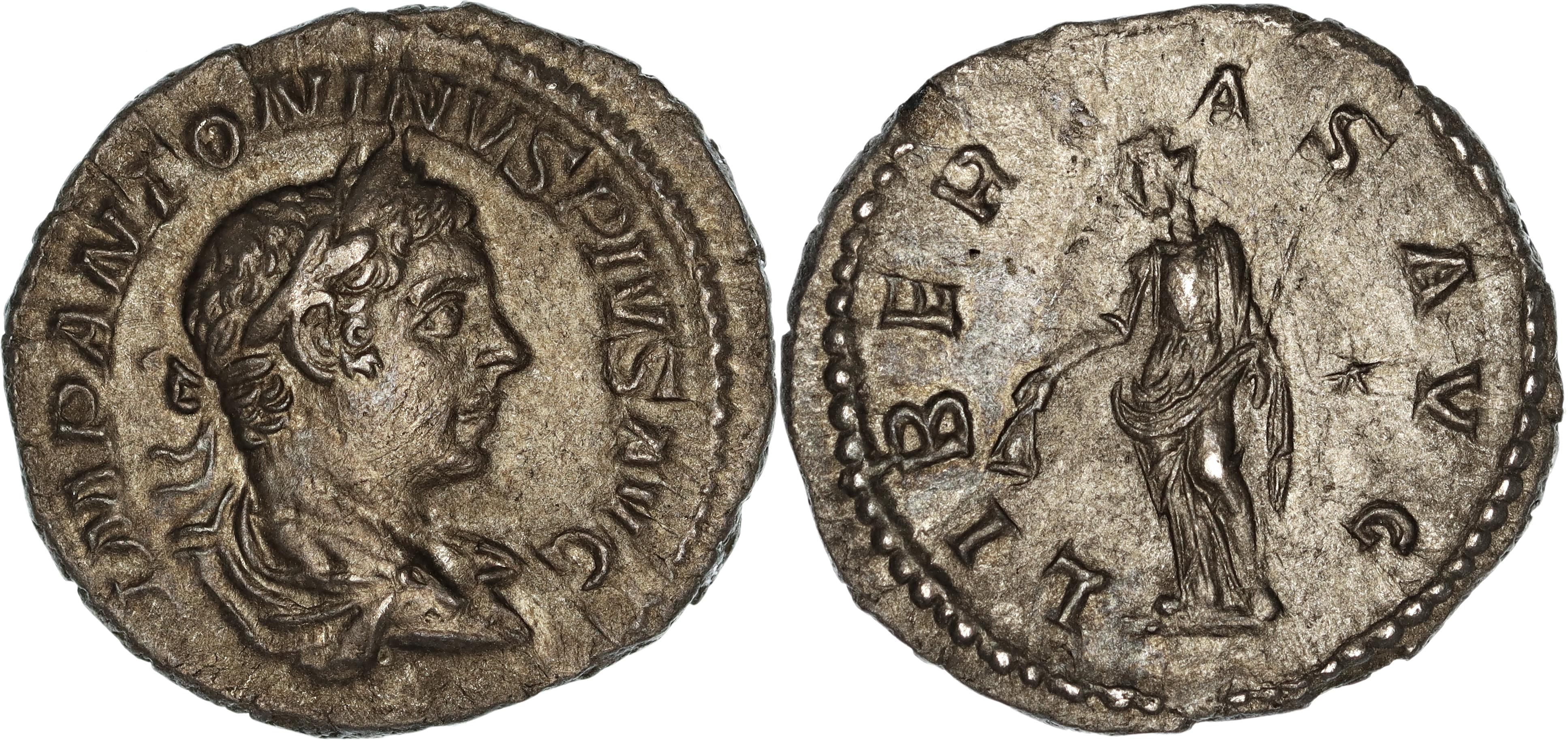 Roman Empire, Elagabalus, Silver Denarius, 221-222 AD, VF-gVF