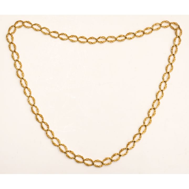 Modernist 22k Brutalist Link Necklace 28''