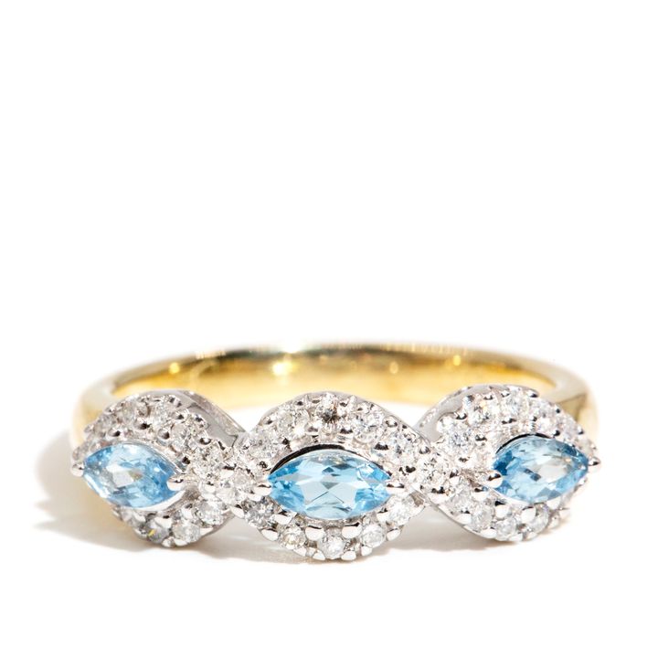Topaz & Diamond Ring 9ct Gold,